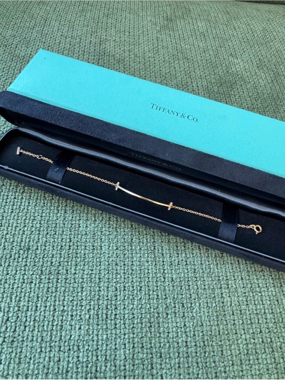 Tiffany & Co. Gold Bar Bracelet with Signature Blue Box